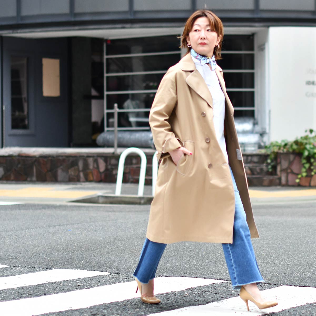 dots collective/CONTRAST TRENCH COAT/トレンチコート/1/コットン 